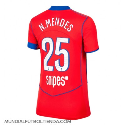 Camiseta Paris Saint-Germain Nuno Mendes #25 Tercera Equipación Replica 2025-26 para mujer mangas cortas Camiseta Paris Saint-Germain Nuno Mendes #25 Tercera Equipación Replica 2025-26 para mujer mangas cortas